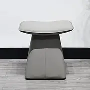 UPWONED Bedroom Makeup Chair, Small Low Makeup Stool, Leather Soft Stool, Can Be Placed in Any Corner, Solid Wood Frame, Strong Load-Bearing Capacity,Light Gray