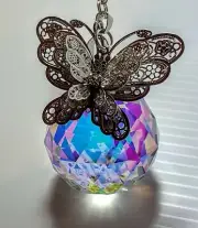 Handmade butterfly Crystal Ball Large 2"/50mm AB prism Suncatcher