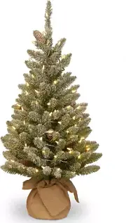 Pre-Lit Artificial Mini Christmas Tree with Small White LED Lights 3 Ft