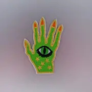 Green Hand with Eye Patch — Iron On Badge Embroidered Motif — Mystic Spiritual