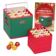 Christmas Ornament Storage Box with 4 Trays Christmas Storage 64 Ornament Green