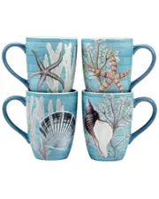 Certified International Beyond The Shore Set of 4 Mugs