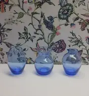 Dansk Vintage Fiori Mini Vases Set Blue NIB!