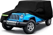 Waterproof Car Cover for Jeep Wrangler 2 Doors 1987-2021 210T Cover(YJ, TJ, JK & JL) Customer Fit 100% Waterproof