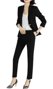 LISUEYNE Womens Two Piece Blazer Lady Suit Set Blazer Jacket & Pants Small