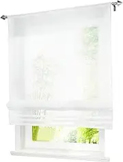1 x Roman Blind with Rod Length x Height 80 x 155 cm White Pane Pleated Curtain Raffrollo Window Decoration for Bedroom/Bathroom/Balcony