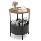 2-Tier Round End Table Accent Coffee Table for Small Space Bedside Nightstand