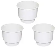 3Pcs Stablized Recessed White Plastic Drink Cup Holder Insert for Boat/Car