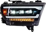 Headlight Assembly Compatible With Dodge Ram 2019-2020 Compatible With Ram 1500 Full LED Light Source LED DRL LED Sequential Turn Signal Pickup Headlamp