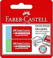 Faber-Castell Dust-Free Erasers, Blue and Green Medium – Blister Pack of 2 (82-187193)