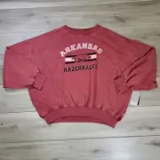 Arkansas Razorbacks Sweatshirt Women's Medium Audrey Crew Washed Fleece New