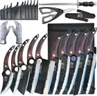 XYJ 10-Pcs Kitchen Knife Set,Forged Chef Knives,Vegetable Meat Cleaver,Carving,N