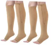 2 Pairs Zipper Compression Socks,Compression Stockings for Men and 0 Nude+nude
