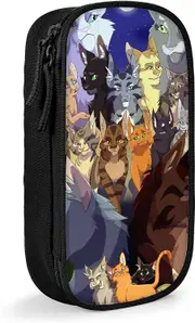 Kerota Warrior-Cats Pencil Case, Big Capacity Pen Bag With Double Zipper Blue-Warrior Cats-Black SAOE010826 COLOR One Size