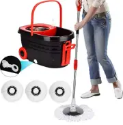 Mop Bucket Set on Wheels for Floor Cleaning 360° Spin Mop Bucket *3 Mop Heads