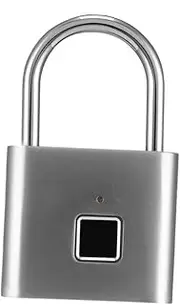 minkissy Intelligent Fingerprint Password Lock Silver Biometric Hanging Lock for Luggage Cabinets Backpacks Supports Fingerprints Durable Secure for Indoor Outdoor Use