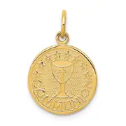 14k Yellow Gold Satin and Polished Communion Charm