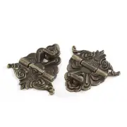 2pcs 59mmx55mm Retro Style Bronze Tone Jewelry Box Drawer Hasp Lock Latch
