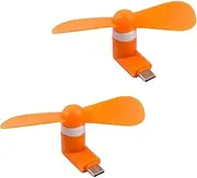 Sokelinn-six Type C Phone Fan, Mini USB C Cooling Hand Fans Portable Summer Cooler for ipad Type C Plug Devices-2 Pieces (Orange)