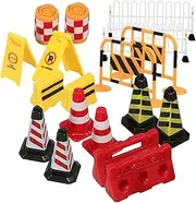 LOPUNER 18pcs Miniature Traffic Road Signs Set Realistic Plaything for Classroom and Knowledge Construction