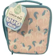 TAL Pink/Blue Unicorn Insulated Zip Soft Lunch Bag Box Tote Side Pocket,Kids NEW