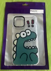 iPhone 12 Case Clear Green Dinosaur Design- Silicone Bumper/Shockproof
