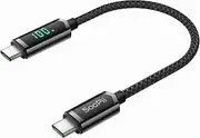 SOOPII 100W USB C to USB C Cable, 1FT Nylon Braided Type-C Cable with LED Display for lPhone 15/15 Plus/15 Pro/15 Pro Max, MacBook Pro, Samsung Galaxy S22/S10, Pixel, LG