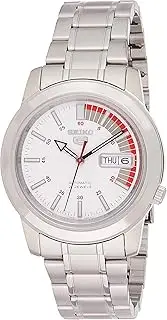 [SEIKO] Men's SNKK25 5 Stainless Steel White Dial Watch, Skeleton/White, Self Winding Automatic,Self-winding