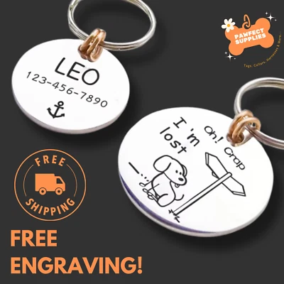Custom Engraved Pet ID Tag Necklace Charm - Personalized Dog Cat Collar