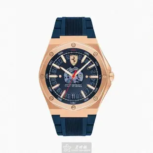 【Ferrari 法拉利】FERRARI法拉利男錶型號FE00038(黑色錶面玫瑰金錶殼深黑色矽膠錶帶款)