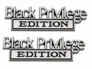 pair Metal Black Privilege Edition 3D Letter Fender Emblem Badge (Chrome+black)