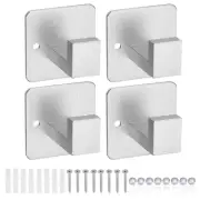 4Pcs Stainless Steel Square Towel Hooks Punch/Self Adhesive(55x55mm Silver)
