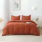King Size 3-Pieces Polyester Duvet Cover Set Bedding Set Terracotta