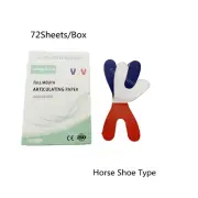 72Sheets/Box Dental Articulating Paper Red Blue Horse Shoe Occlusal Record Paper