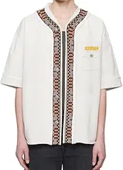 [JCARSON] Men Casual Shirts-Vintage Ethnic Trim with Fringed Edge-Urban Aesthetic Indie Designer Brand Exclusive Drop