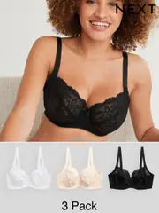 Black/White/Praline Nude Non Pad Balcony DD+ Lace Bras 3 Pack (A08801) | $79