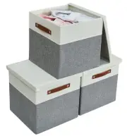 Storage Cubes Lid 3Pack Large Storage Box Stackable Storage Bin Dual Handles Org