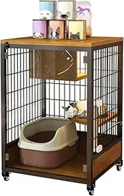 2/3-tier Cat Cage, Cat Enclosures, Cat Playpen Indoor, Sliding Door, Breathable, with Wheels, Platform, Cat Scratching Post, Cat House, for Kitten Small Animals(Black,25.1x23.6x38.5in)