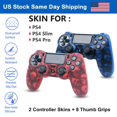 Silicone Rubber Cover Grip Skin Protective Case For PlayStation 4 PS4 Slim Pro