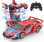 [DEERC] Spider RC Car Transform Robot, 2.4GHz Remote Control Cars for Kids, 1:18 Scale Toy Car With One-Key Transformation, 360° Rotation, Auto Mode, Rechargeable Battery