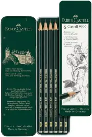 5 Piece Quality Water-Soluble Graphite Aquarelle Pencils in a Tin, Including HB,