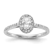 14K White Gold Diamond Oval CZ Oval Halo Engagement Ring