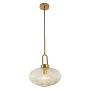 Cape Pendant, Black Cord Satin Brass