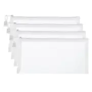 4Pcs Mesh Zipper Bags, B6 Travel Cases Nylon Makeup Pouches, White
