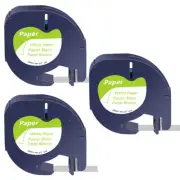 3PK 91330 Black on White Paper Refills for DYMO LetraTag LT100T Label Tape 1/2"