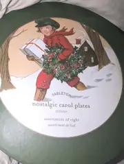 Pottery Barn Nostalgic Christmas Carol Holiday Art Plates Set Of 8 Asst. W/ Box