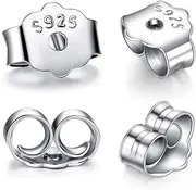 Hollosport S925 Sterling Silver Earring Backs Replacements for Posts, 12Pcs/6Pairs Pierced Earring Backings Secure for Studs, Hypoallergenic Safety Locking Butterfly Ear Ring Stoppers 5.7X4.6X3mm