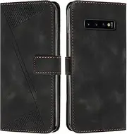Compatible with Samsung Galaxy S10 4G G973F Flip Kickstand Case Cover,Compatible with Samsung Galaxy S10 4G G973F Magnetic Closure Wallet case Black