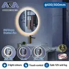 Bathroom LED Illuminated Anti-fog Makeup Wall Mount Decor Mirror Round 600/800mm