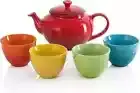 Le Creuset Rainbow Tea Set 5-Piece Set Teapot Cups Heat Resistant Microwave